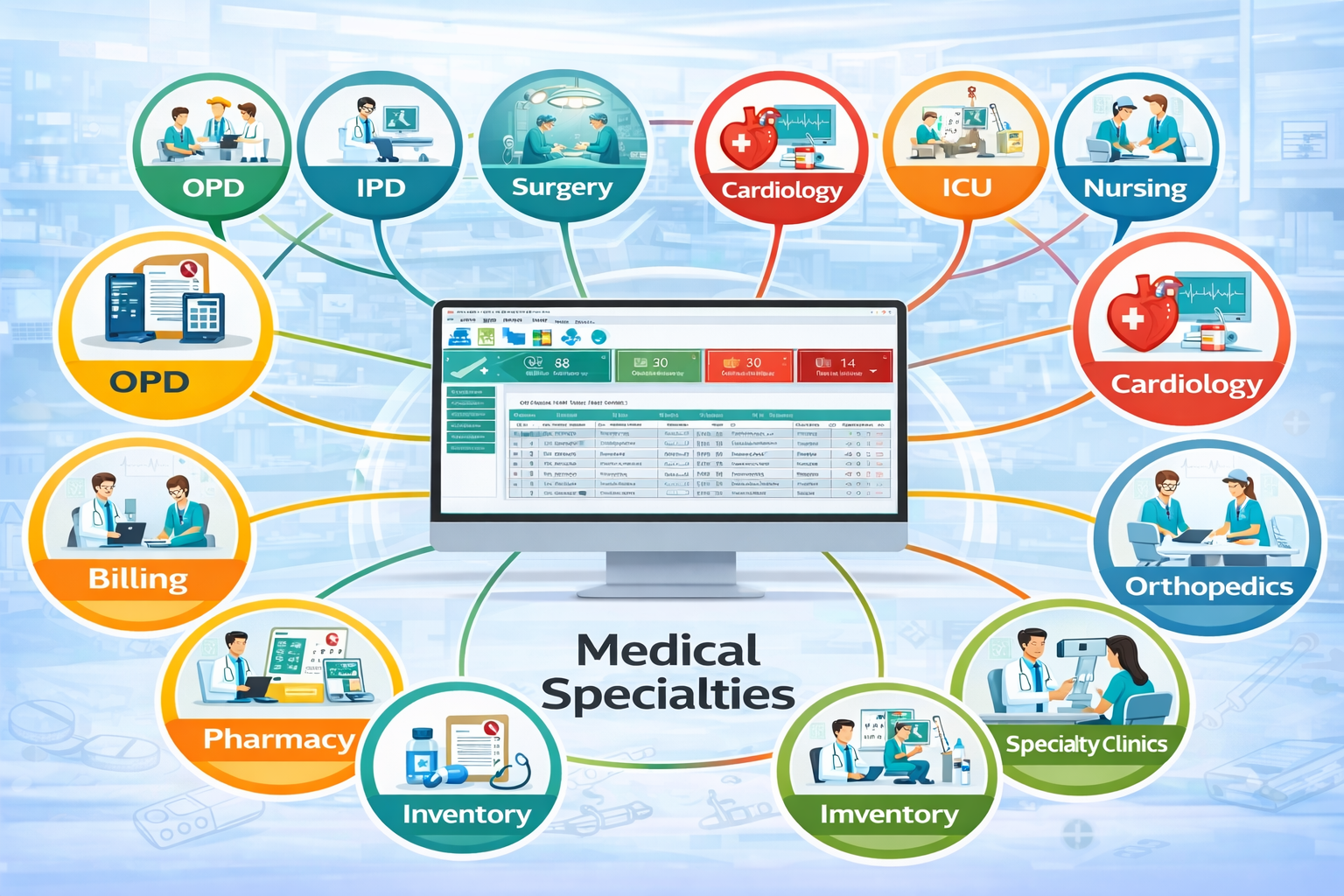 Specialty Wise Hospital Management Software Dashboard