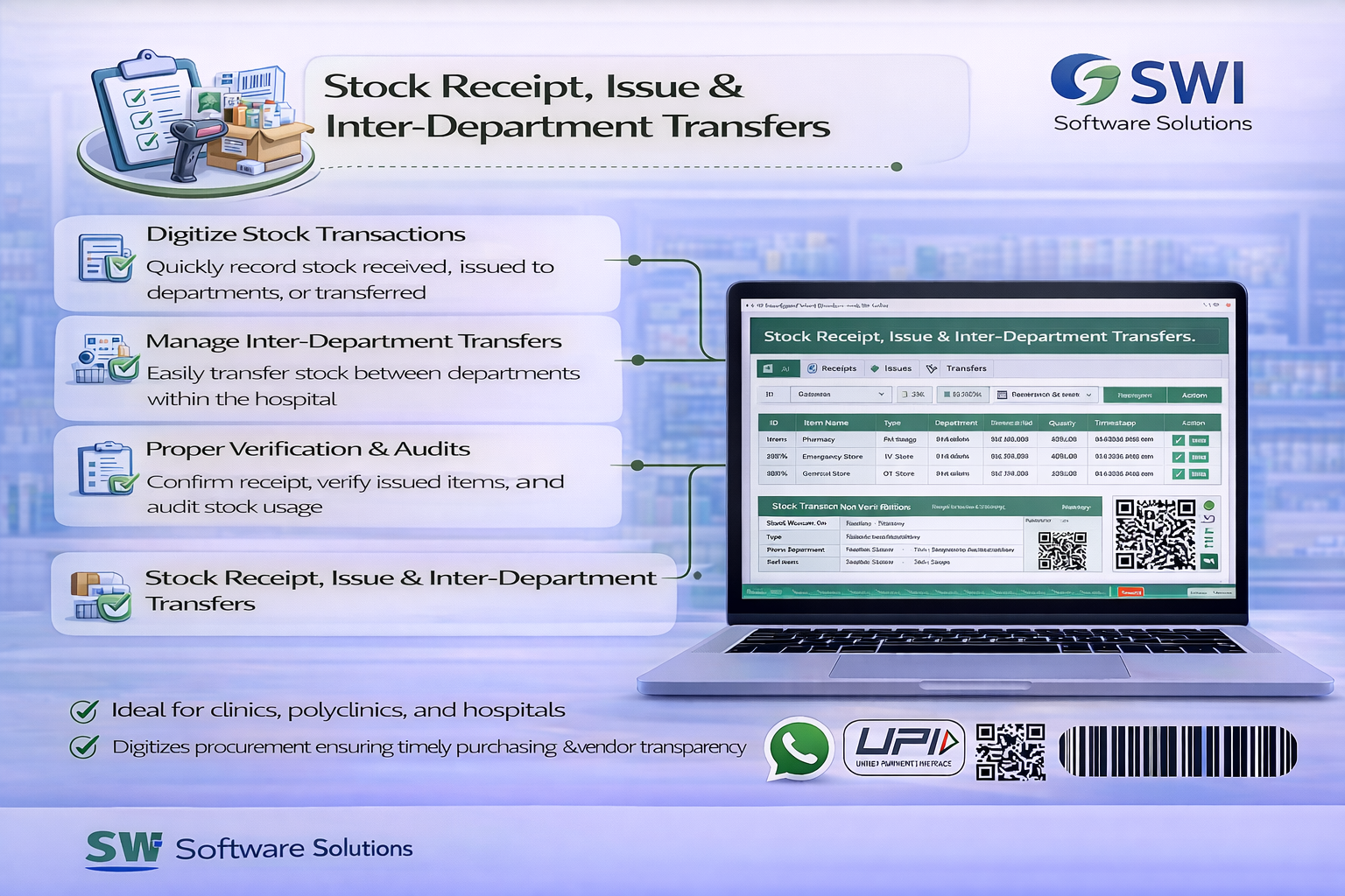 Hospital Stock Issue and Transfer Software